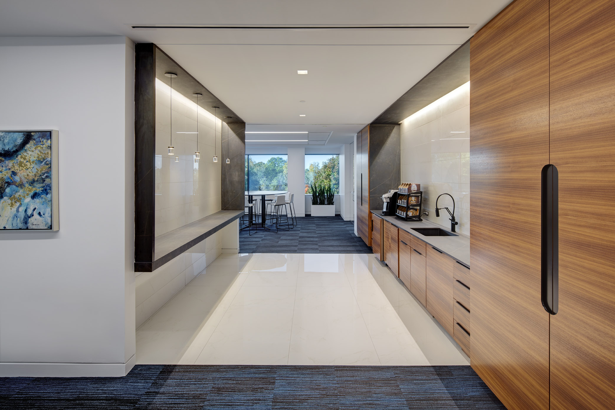 A picture of a kitchen in an office