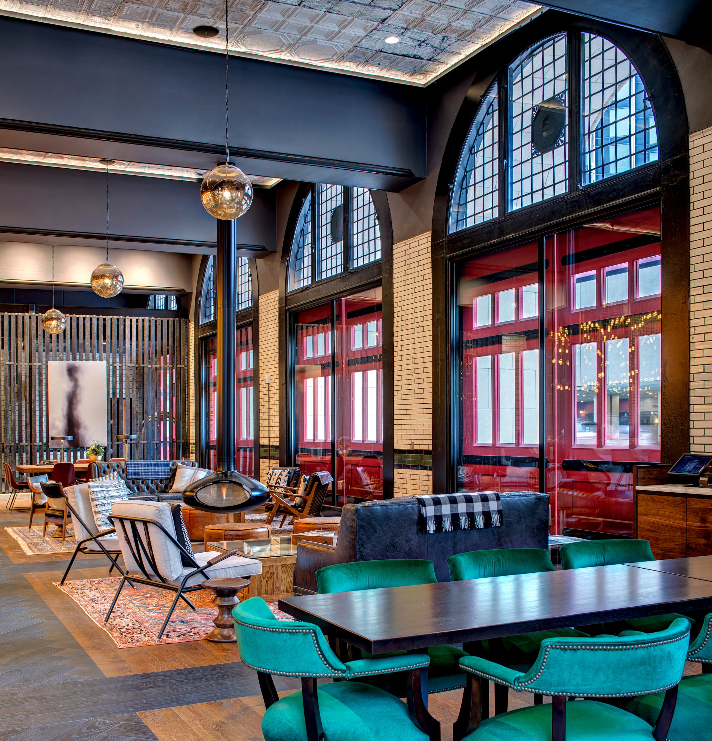 A picture of a dining space in a restaurant