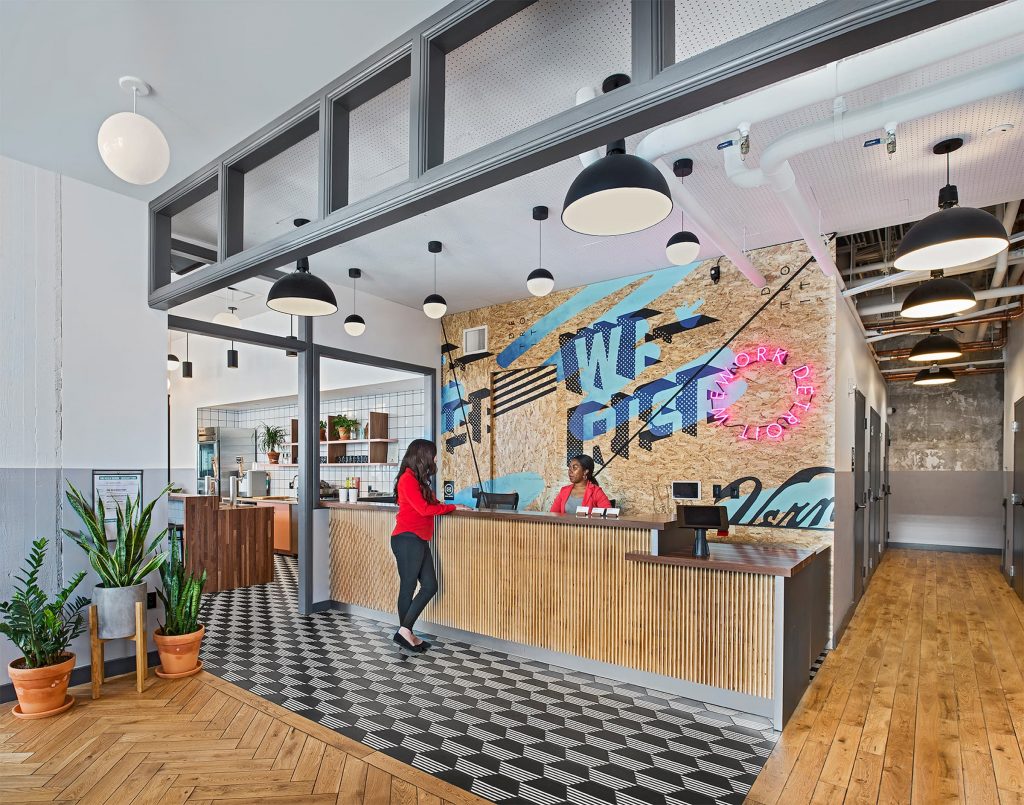 a photo of the new wework detroit office