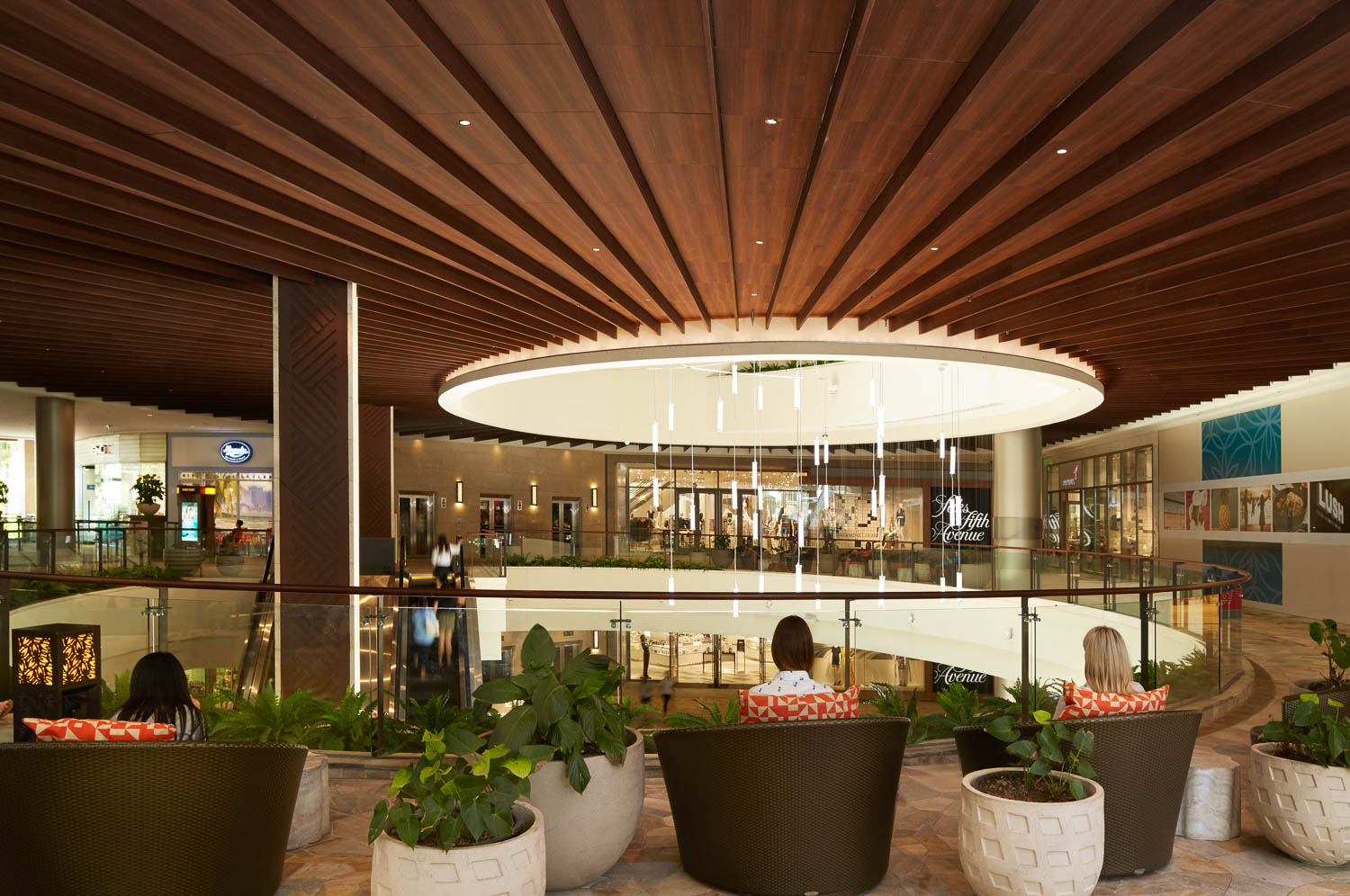 A photo of a room with a large ceiling light