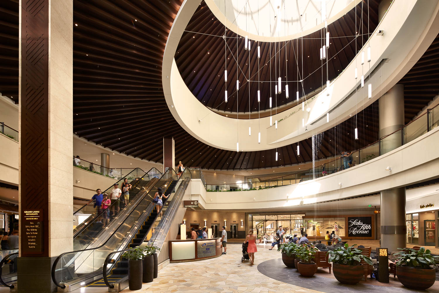 A photo of an escalator in a mall